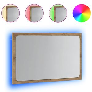 vidaXL Espelho casa de banho c/ luz LED 60x8,5x38cm carvalho artisiano