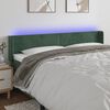 vidaXL Cabeceira cama c/ luzes LED veludo 183x16x78/88 cm verde-escuro