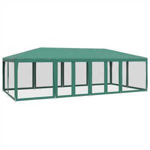 vidaXL Tenda p/ festas c/ 12 paredes laterais em rede 8x4 m PEAD verde