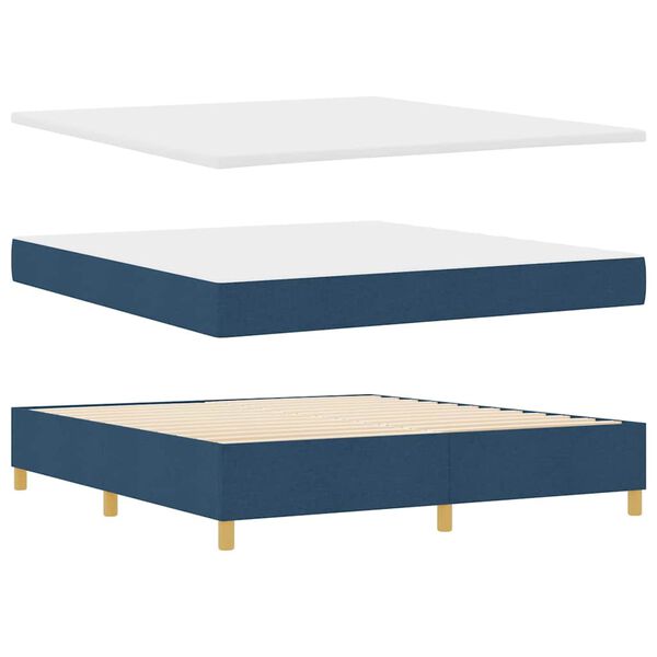 vidaXL Cama Box com colch&atilde;o com cabeceira Azul 180 x 200 cm tecido