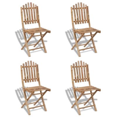 vidaXL Cadeiras de exterior dobráveis bambu 4 pcs