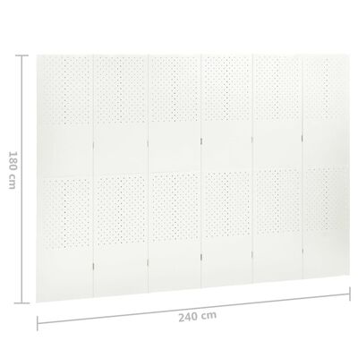vidaXL Divisórias/biombos com 6 painéis 2 pcs aço 240x180 cm branco