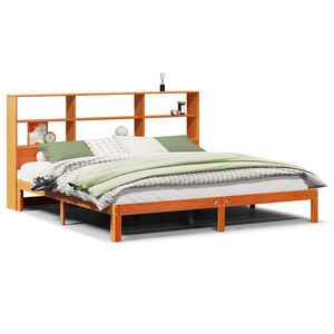 vidaXL Cama com estante sem colch&atilde;o 180x200 cm pinho maci&ccedil;o