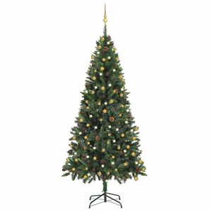 vidaXL &Aacute;rvore Natal artificial pr&eacute;-iluminada c/ bolas 210 cm verde