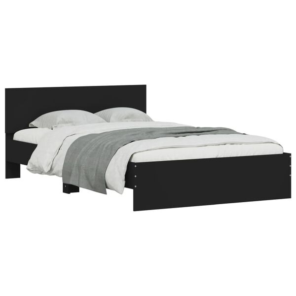 vidaXL Estrutura de cama com cabeceira 135x190 cm preto