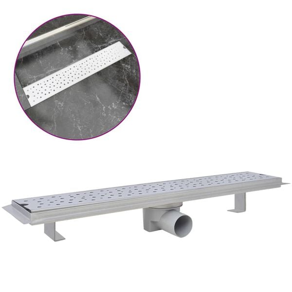 vidaXL Dreno de chuveiro linear bolhas 630x140 mm a&ccedil;o inoxid&aacute;vel