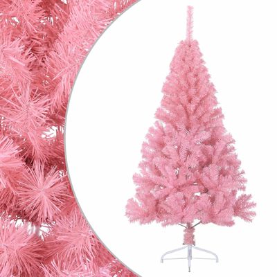 vidaXL Meia árvore de Natal artificial com suporte 150 cm PVC rosa