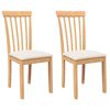 vidaXL Cadeiras de jantar com almofad&otilde;es 2 pcs madeira maci&ccedil;a natural