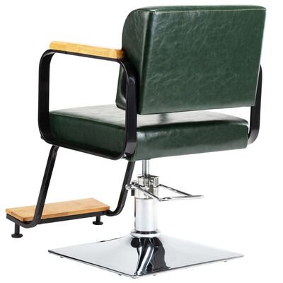 vidaXL Cadeira de barbeiro profissional couro artificial verde