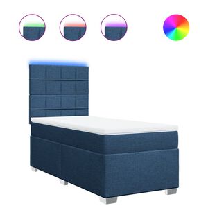 vidaXL Cama com molas/colch&atilde;o 80x200 cm tecido azul