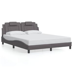 vidaXL Estrutura de cama Viana sem colch&atilde;o couro artificial 160x200cm cinzento