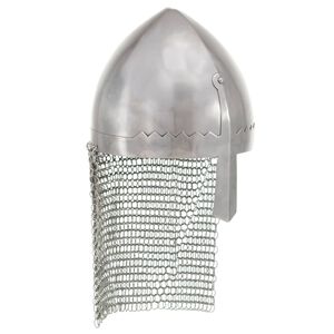 vidaXL Capacete de cavaleiro r&eacute;plica LARP a&ccedil;o prateado
