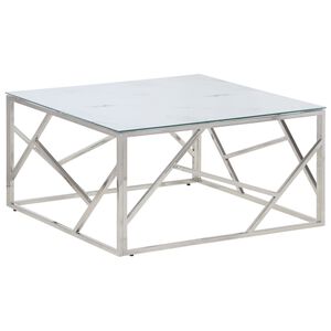 vidaXL Mesa de centro a&ccedil;o inoxid&aacute;vel e vidro temperado prateado
