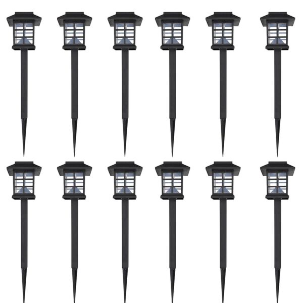 Conj. de luzes LED solares de exterior c/ estacas 12 pcs 8,6x8,6x38 cm