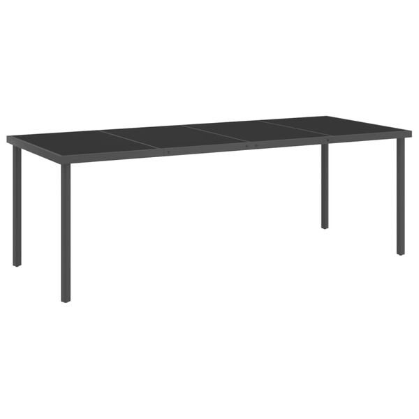 vidaXL Mesa de jantar para exterior 220x90x75 cm a&ccedil;o e vidro antracite