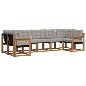 vidaXL Conjunto de Sof&aacute;s para Exterior 7 unid. Cinza Natural e Claro