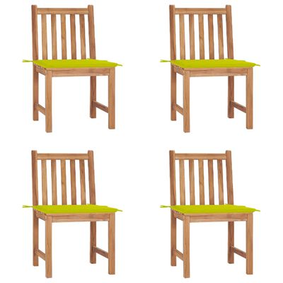 vidaXL Cadeiras de jardim c/ almofadões 4 pcs madeira de teca maciça