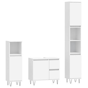 vidaXL 3 pcs conjunto m&oacute;veis casa de banho derivados de madeira branco
