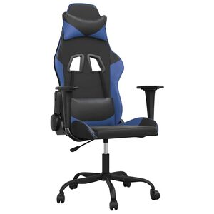 vidaXL Cadeira de gaming couro artificial preto e azul