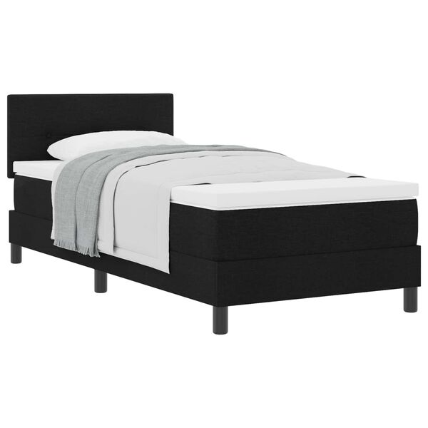vidaXL Cama Box com almofada com cabeceira Preto 80 x 200 cm tecido