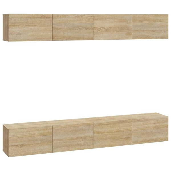 vidaXL M&oacute;veis de TV para parede 4 pcs 100x30x30 cm carvalho sonoma