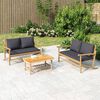vidaXL 3pcs conj. lounge de jardim bambu c/ almofadões cinzento-escuro
