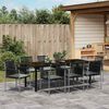vidaXL Conjunto de Jantar para Jardim 9 pcs Preto Rattan de PE