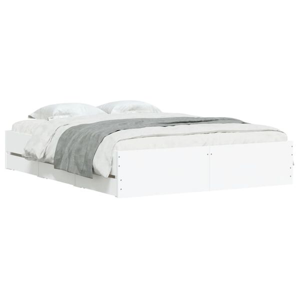 vidaXL Estrutura de cama c/ gavetas 140x190cm derivados madeira branco