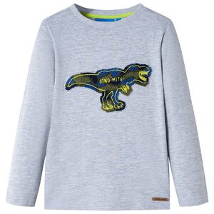 vidaXL T-shirt de manga comprida para crian&ccedil;a cinza mesclado 128