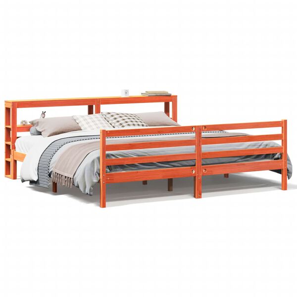 vidaXL Cama sem colch&atilde;o 180x200 cm pinho maci&ccedil;o castanho-mel