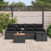 vidaXL Conjunto de Sof&aacute; de Jardim com almofada 6 pcs Preto vime PE