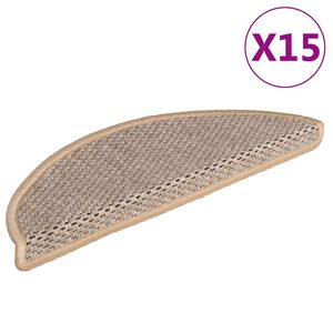 vidaXL Tapetes escada adesivos aspeto sisal 15pcs 56x17x3cm bege-claro