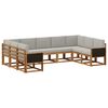 vidaXL Conjunto de Sof&aacute;s para Exterior 9 pcs Natural e Cinzento-Claro