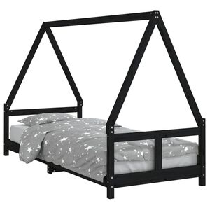 vidaXL Estrutura de cama infantil 80x200 cm pinho maci&ccedil;o preto
