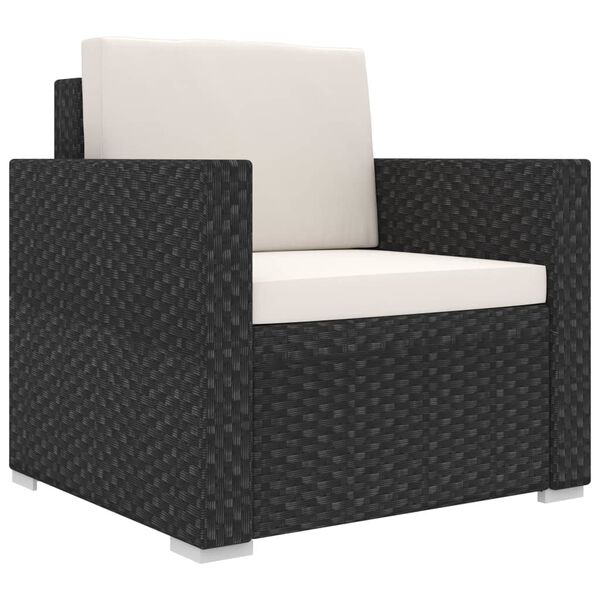 vidaXL 8 pcs conjunto lounge de jardim c/ almofadões vime PE preto
