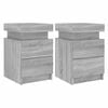 vidaXL Mesas cabeceira c/ luzes LED 2 pcs 35x39x55 cm cinza sonoma