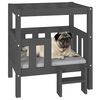 vidaXL Cama para c&atilde;es 65,5x50,5x70 cm madeira de pinho maci&ccedil;a cinza