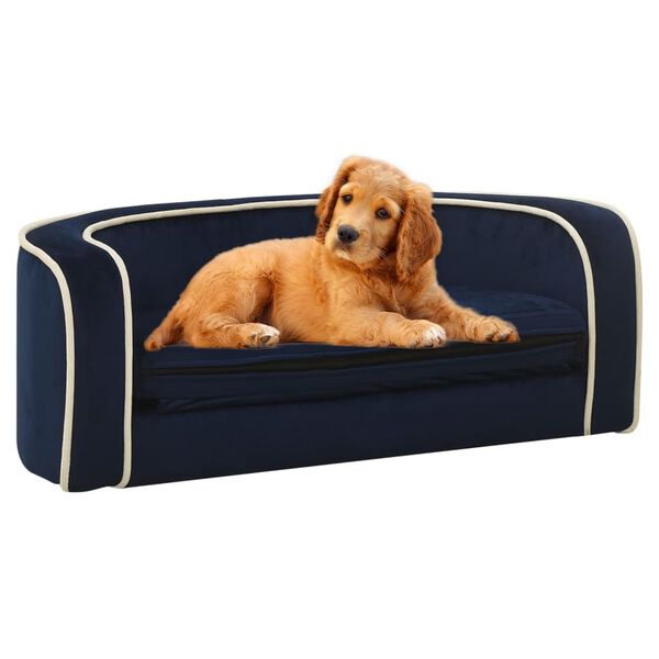 vidaXL Sof&aacute; p/ c&atilde;es dobr&aacute;vel 73x67x26 cm almofad&atilde;o de pel&uacute;cia azul