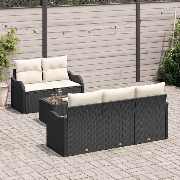 vidaXL Conjunto de Sof&aacute; de Jardim Preto vime PE