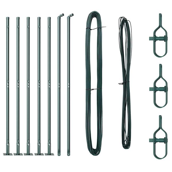 vidaXL Poste de Cerca 7 pcs Verde A&ccedil;o