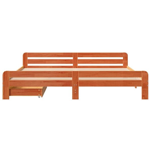 vidaXL Cama sem colch&atilde;o 200x200 cm pinho maci&ccedil;o castanho-mel