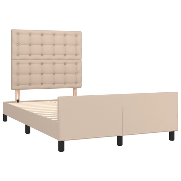 vidaXL Estrutura cama cabeceira 120x200 cm couro artificial cappuccino