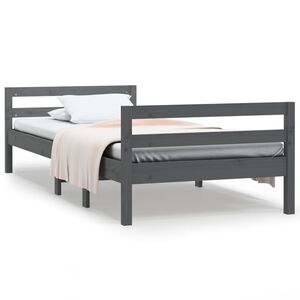 vidaXL Estrutura de cama 90x200 cm madeira de pinho maci&ccedil;a cinzento
