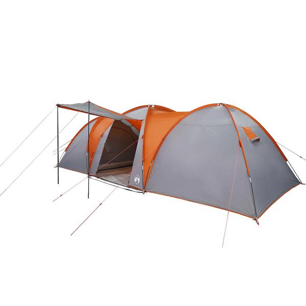vidaXL Tenda familiar c&uacute;pula para 8 pessoas imperme&aacute;vel cinza/laranja