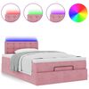 vidaXL Cama otomana com colch&atilde;o & LEDs 120x190cm veludo rosa