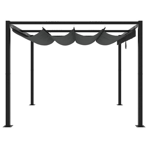 vidaXL Gazebo de jardim com teto retrátil 3x3 m aço antracite