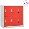 vidaXL Cacifos 5 pcs 90x45x92,5 cm a&ccedil;o cinzento-claro e vermelho