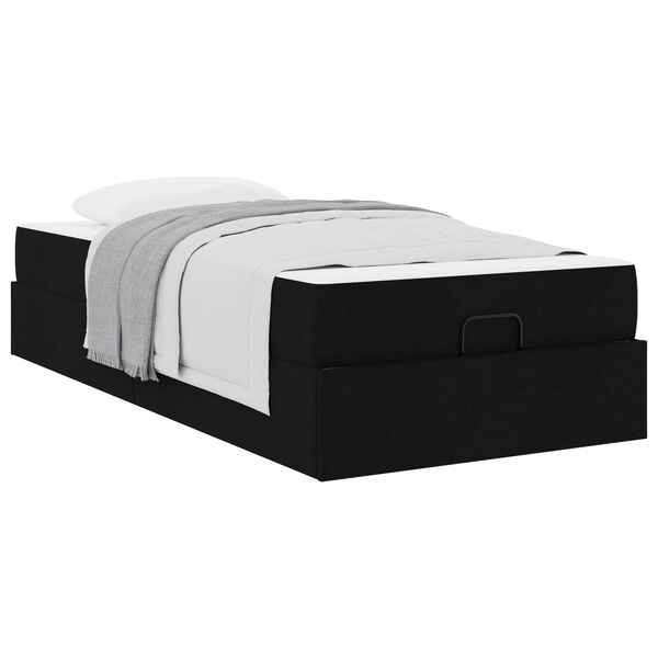 vidaXL Estrutura de cama com colch&atilde;o com colch&atilde;o 2 pcs Preto tecido