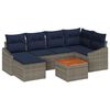 vidaXL Conjunto de Sof&aacute; de Jardim 7 unid. Cinza e Azul Marinho vime PE