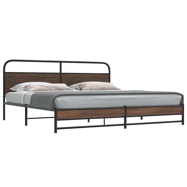 vidaXL Estrutura cama sem colchão 180x200 cm metal carvalho castanho